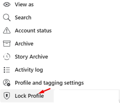 click on lock account in Facebook profile