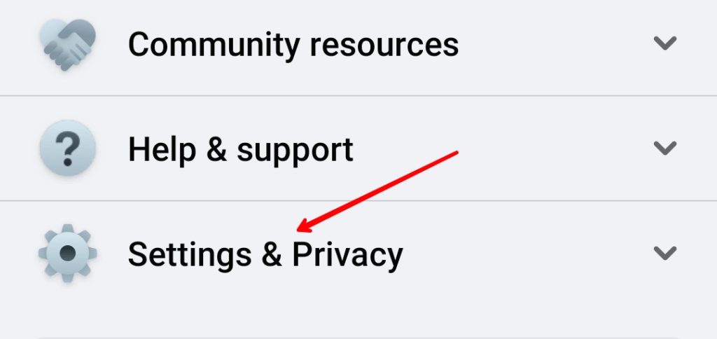 click on settings & Privacy in Facebook app